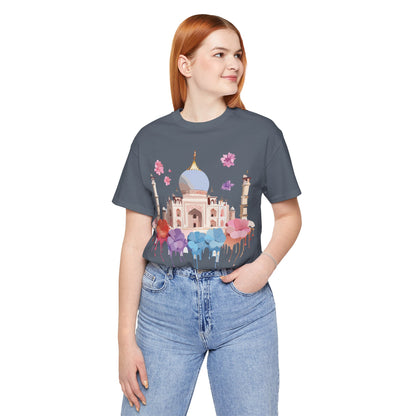 Natural Cotton Tee Shirt - Taj Mahal, India Printify