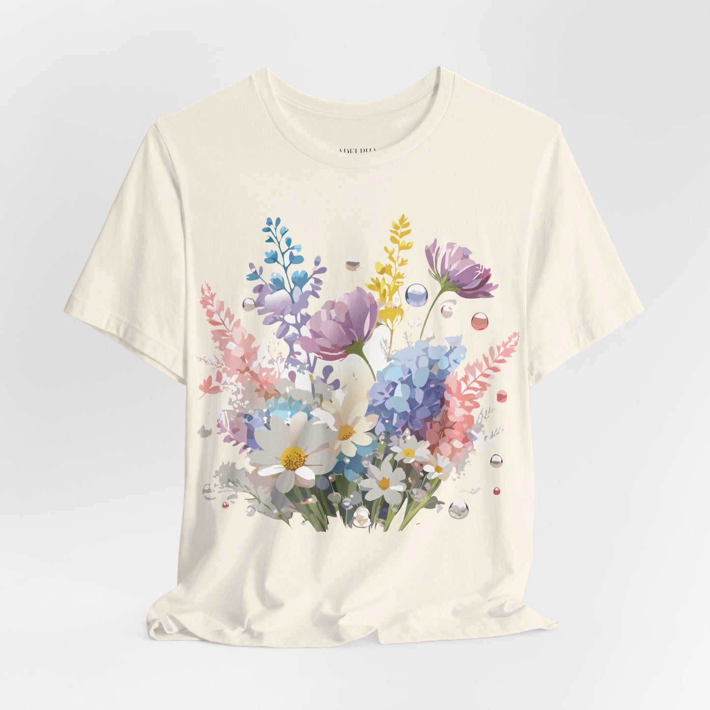 T-shirt en coton naturel avec fleurs