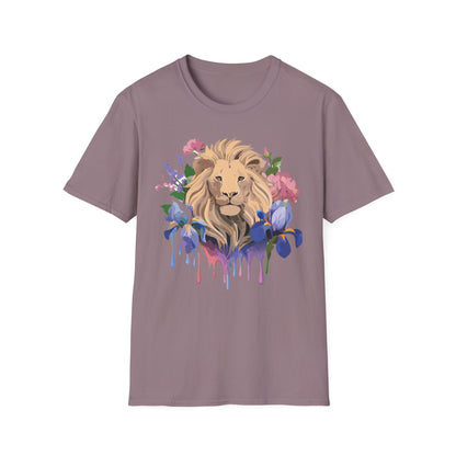Unisex Softstyle Lion Shirt Floral Lion Tee Animal Print Graphic Tee
