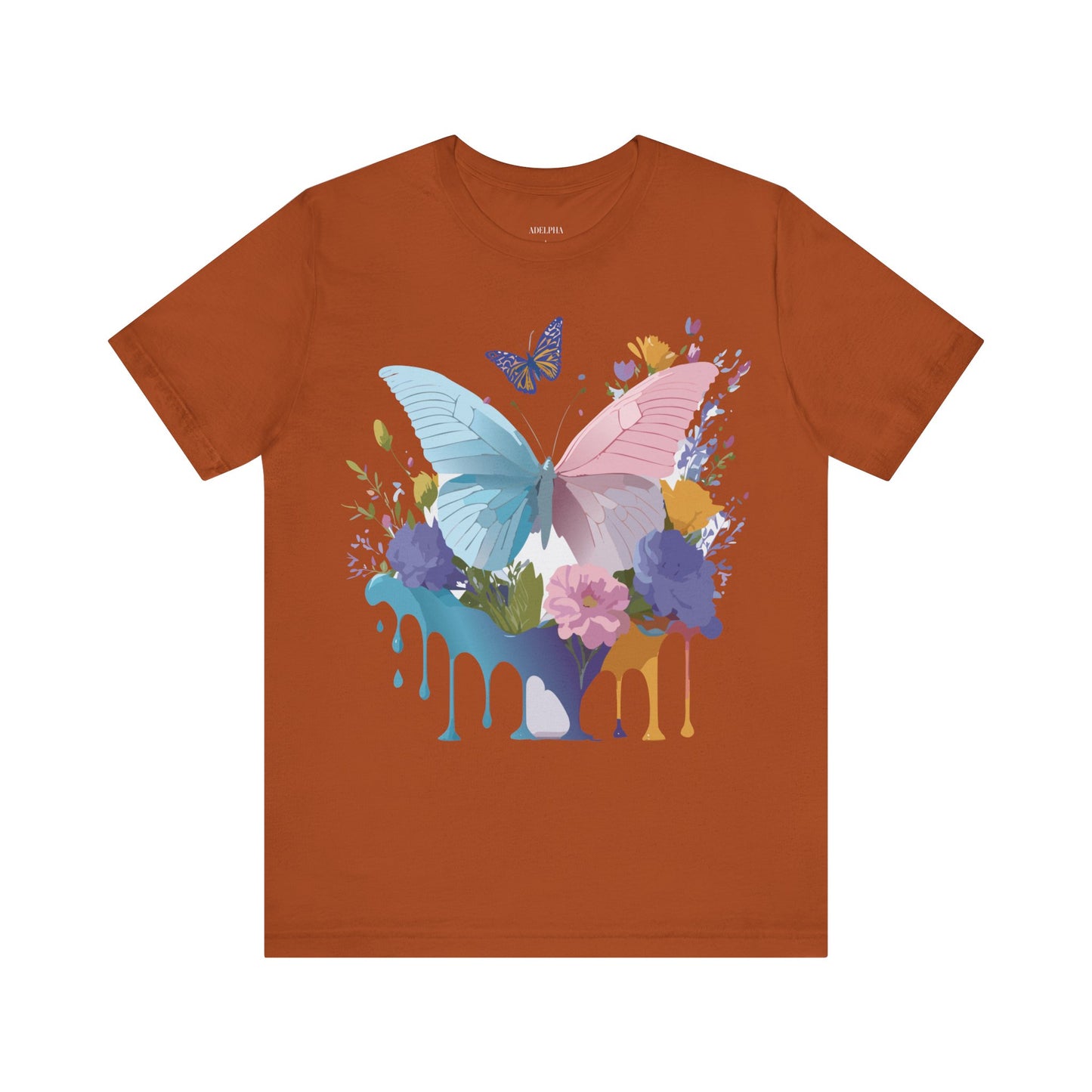 Natural Cotton Tee Shirt with Butterfly