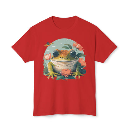 Vintage Frog Art T Shirt With Floral Full Color Print Unisex Tee