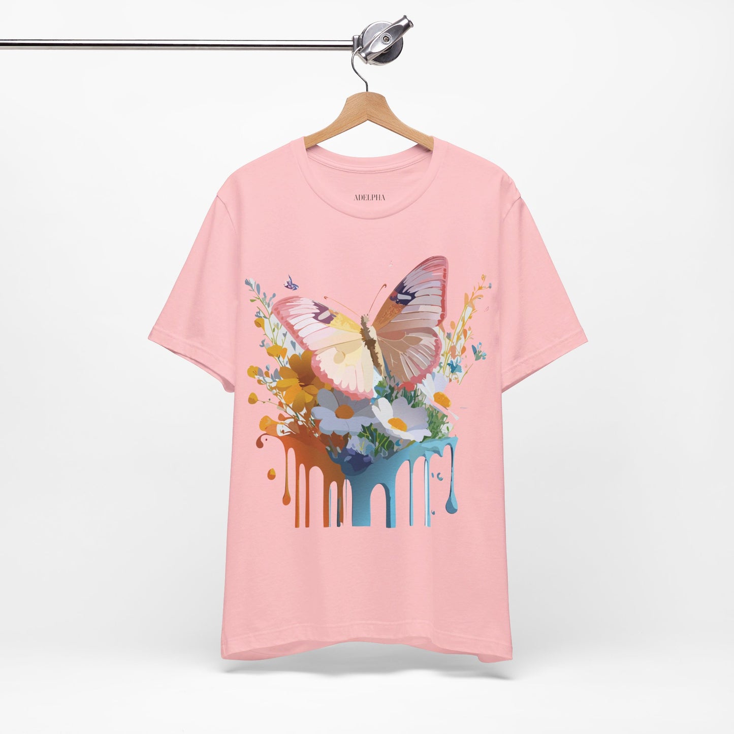 Natural Cotton Tee Shirt with Butterfly