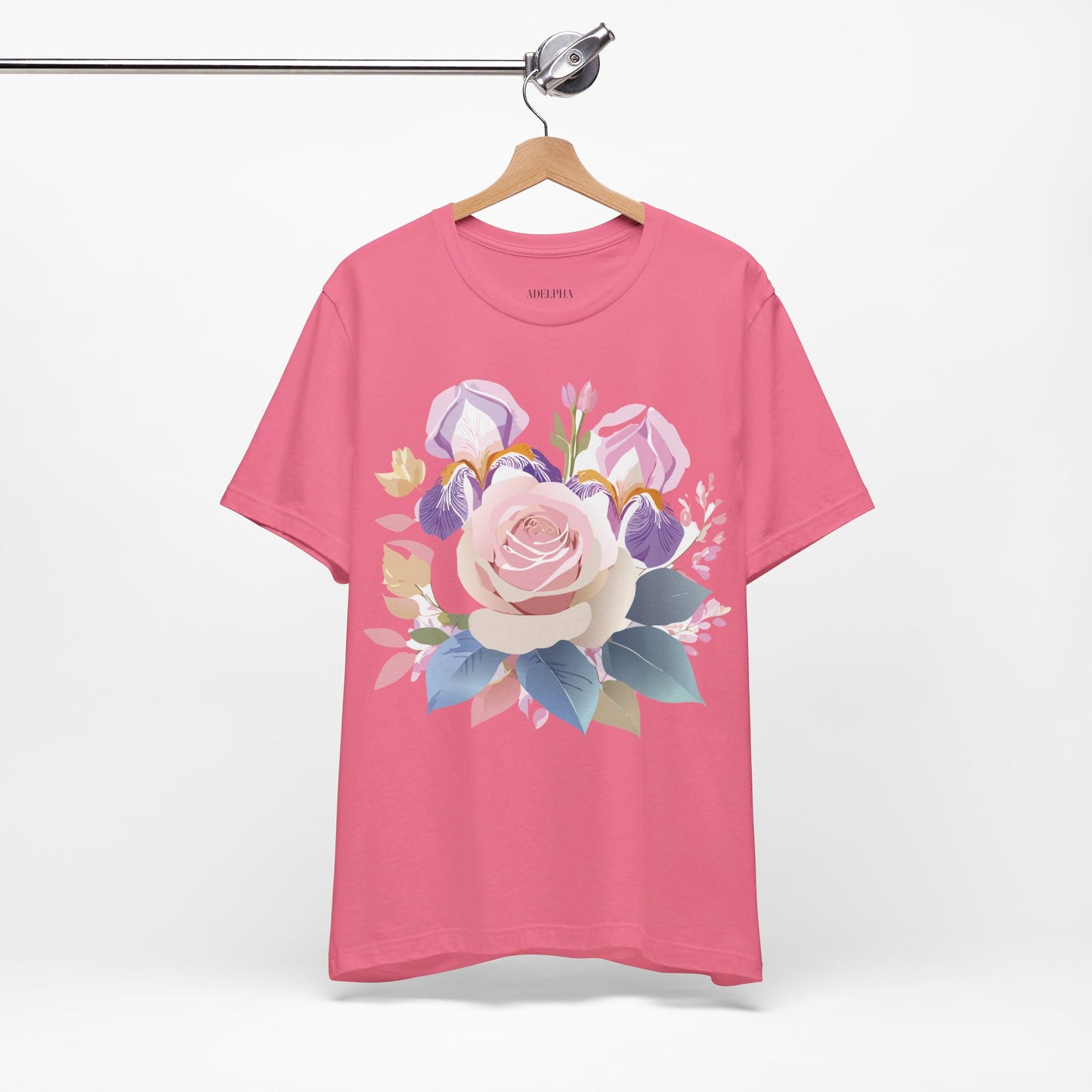 Natural Cotton Tee Shirt with Flowers