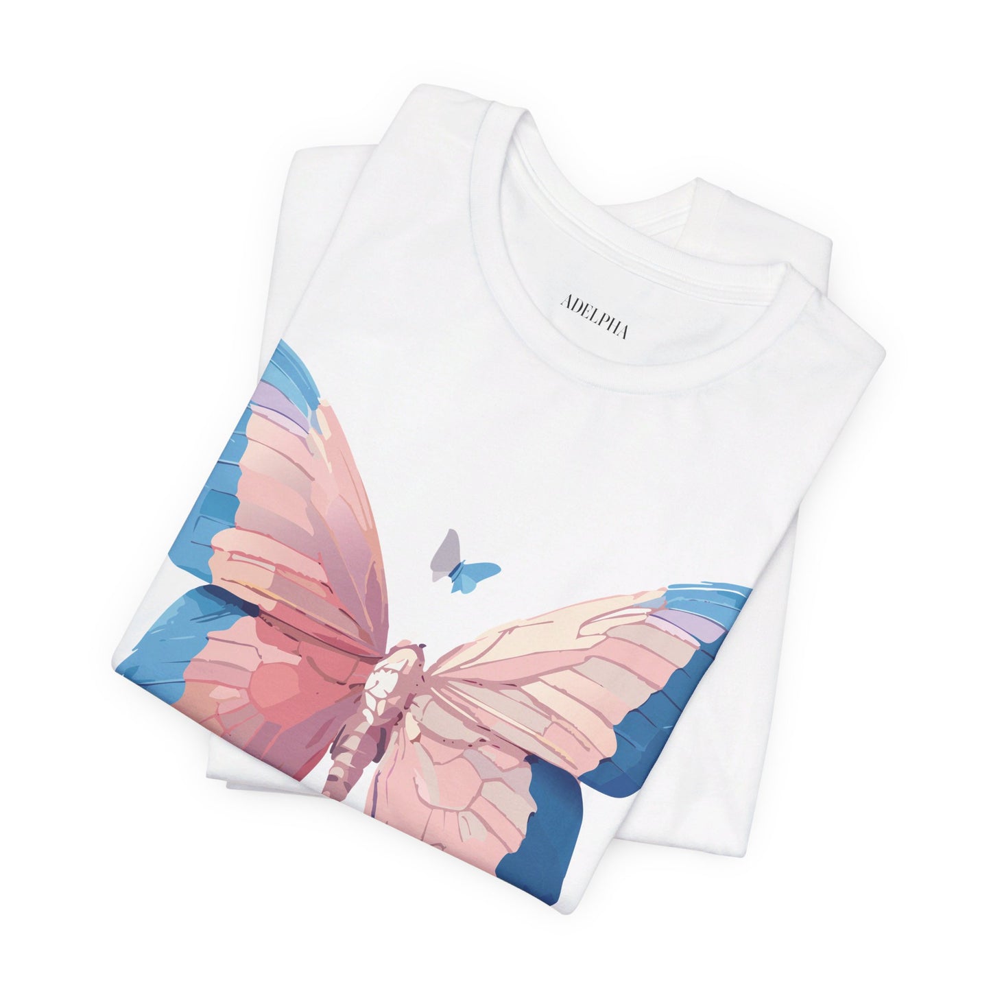 Natural Cotton Tee Shirt with Butterfly