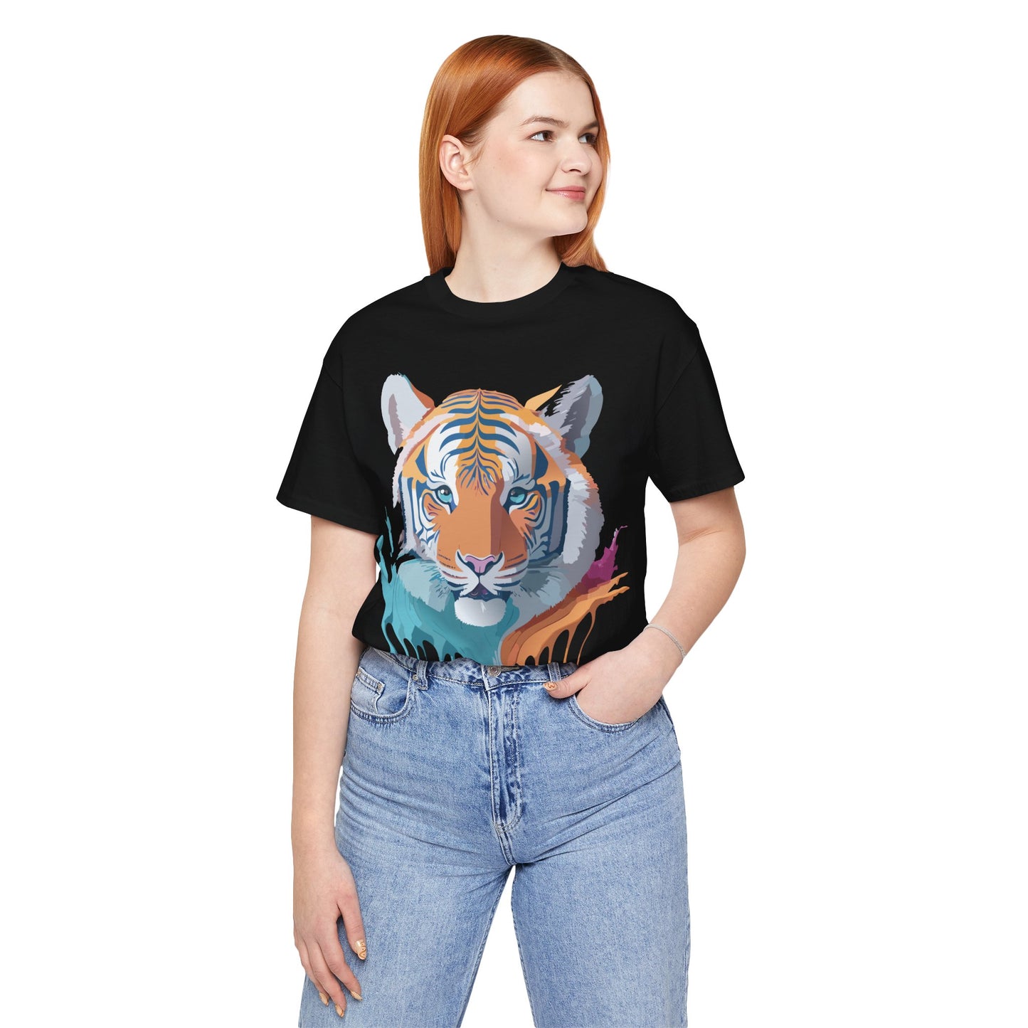 Natural Cotton Tee Shirt with Tiger