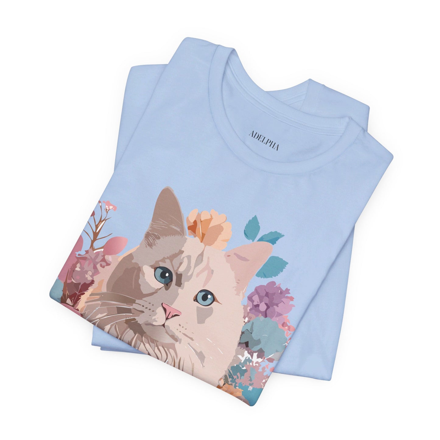 Natural Cotton Tee Shirt with Cat