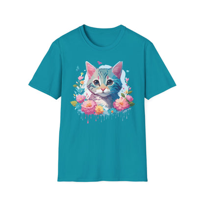 Cat Shirt Unisex Tee Kitten Cat Tee Softstyle 100 Percent Cotton Gildan 64000