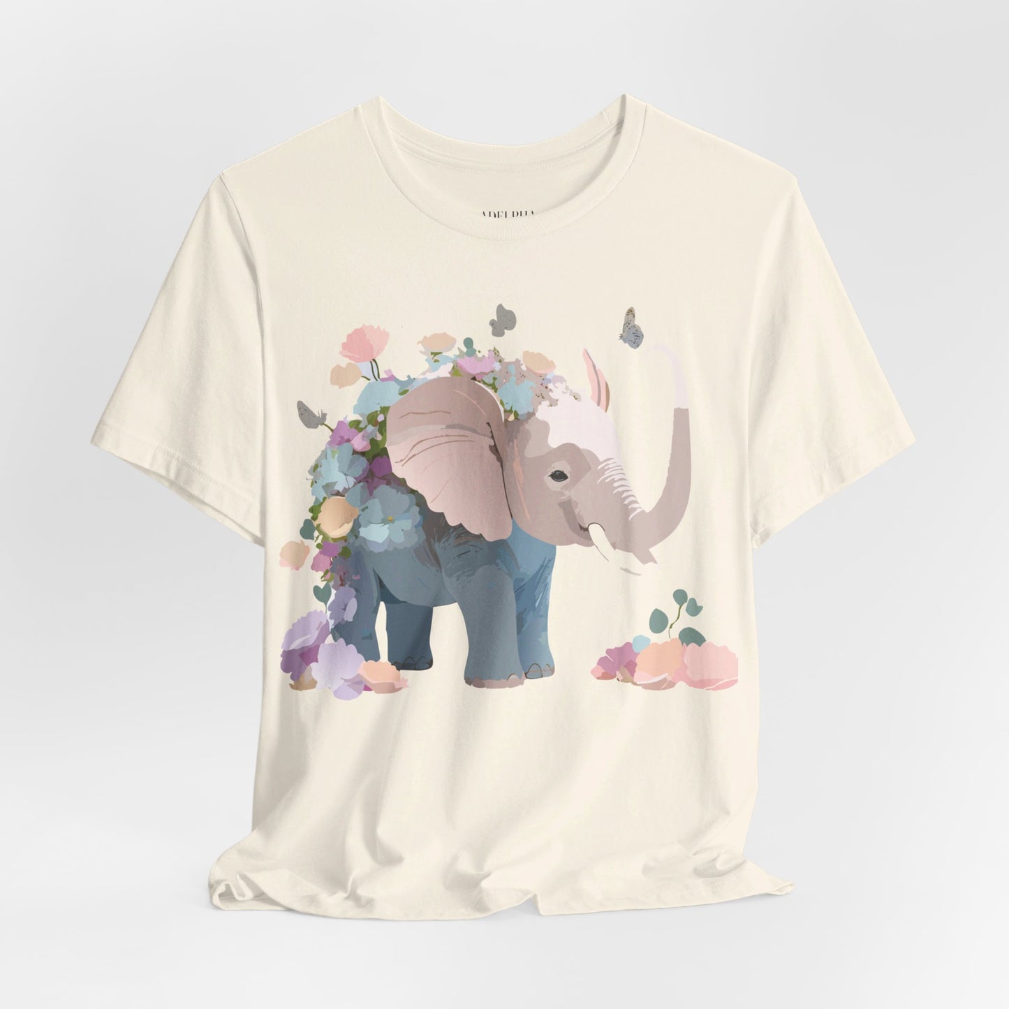 Natural Cotton Tee Shirt with Elephant