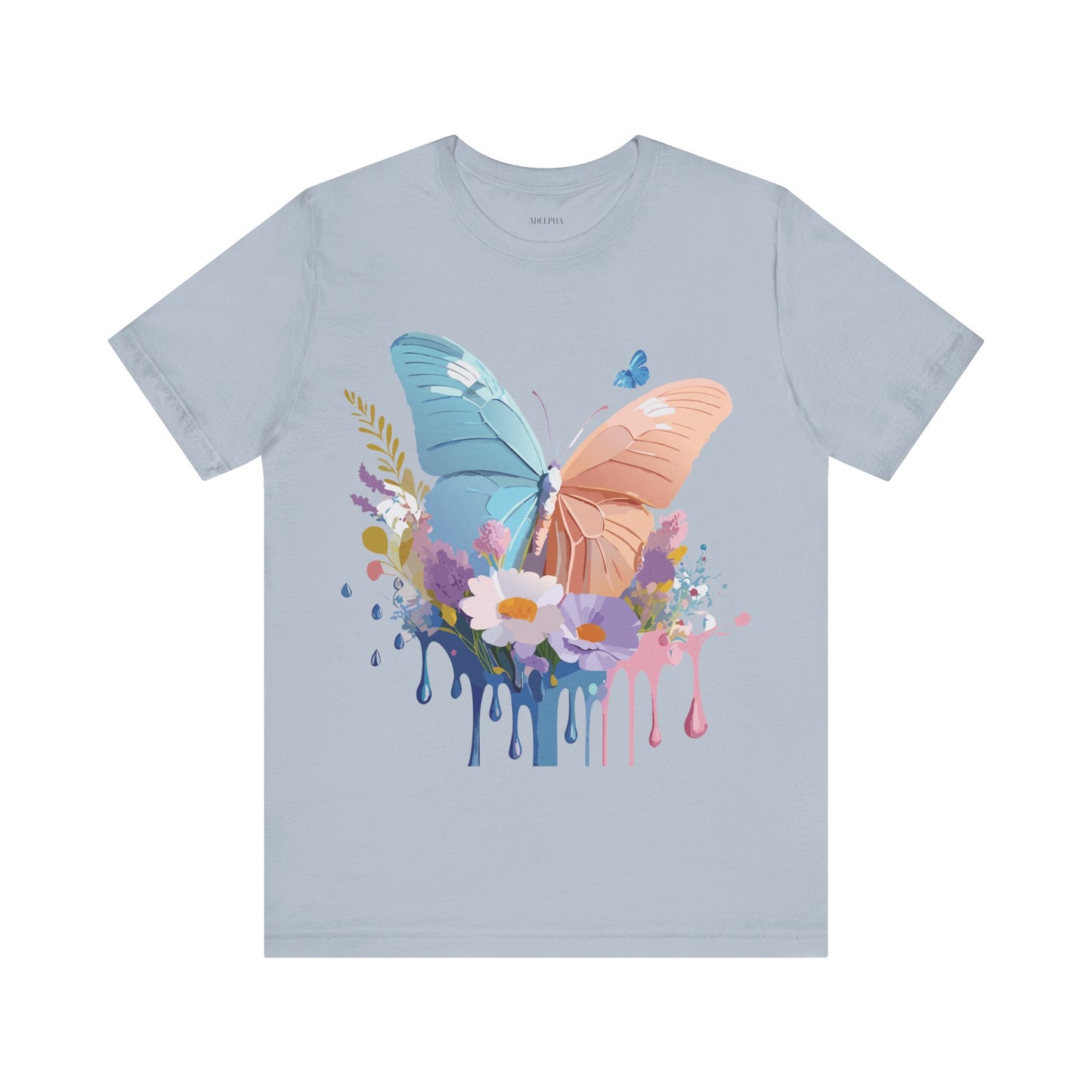 Natural Cotton Tee Shirt with Butterfly