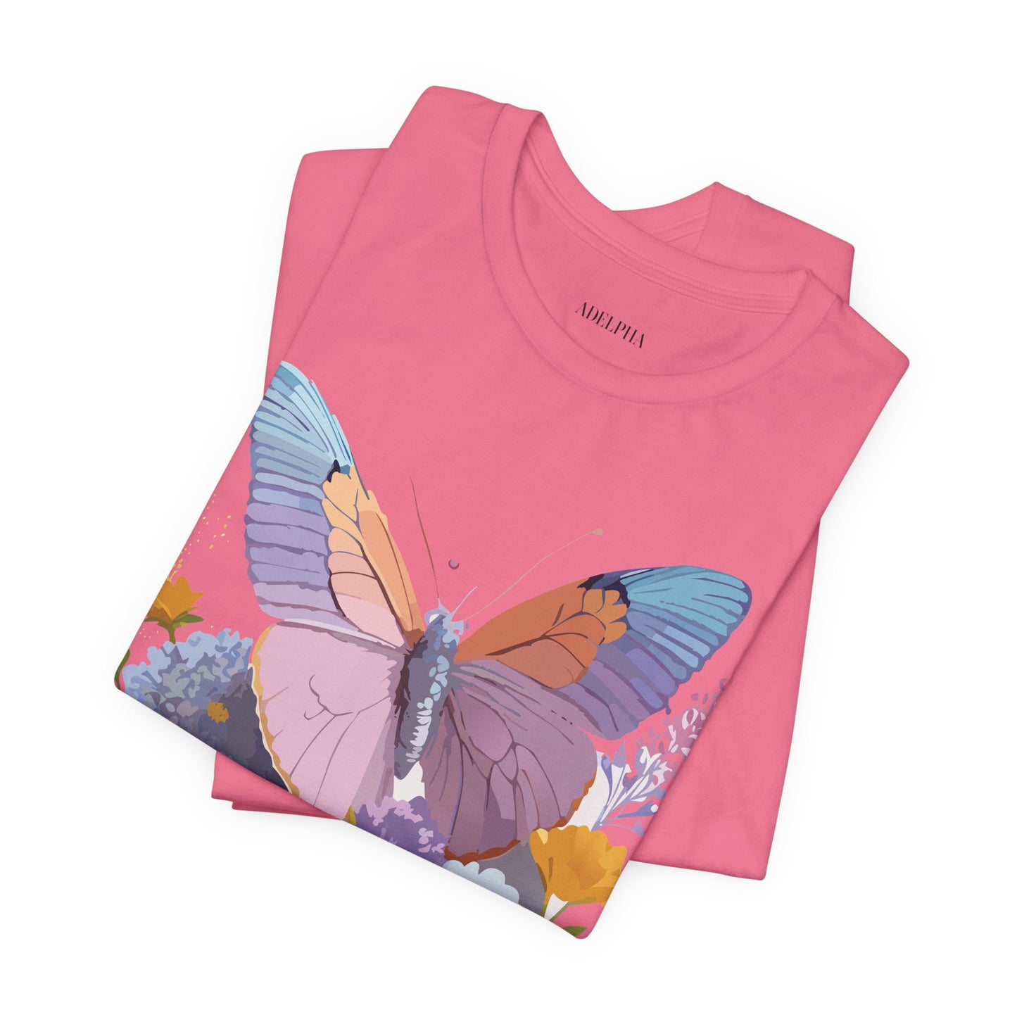 Natural Cotton Tee Shirt with Butterfly