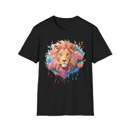 Lion Shirt Unisex Floral Lion Tee 100 Percent Cotton Softstyle Gildan 64000