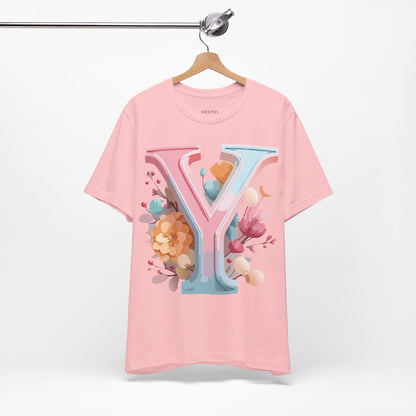 Natural Cotton Tee Shirt - Letters Collection - Y Printify