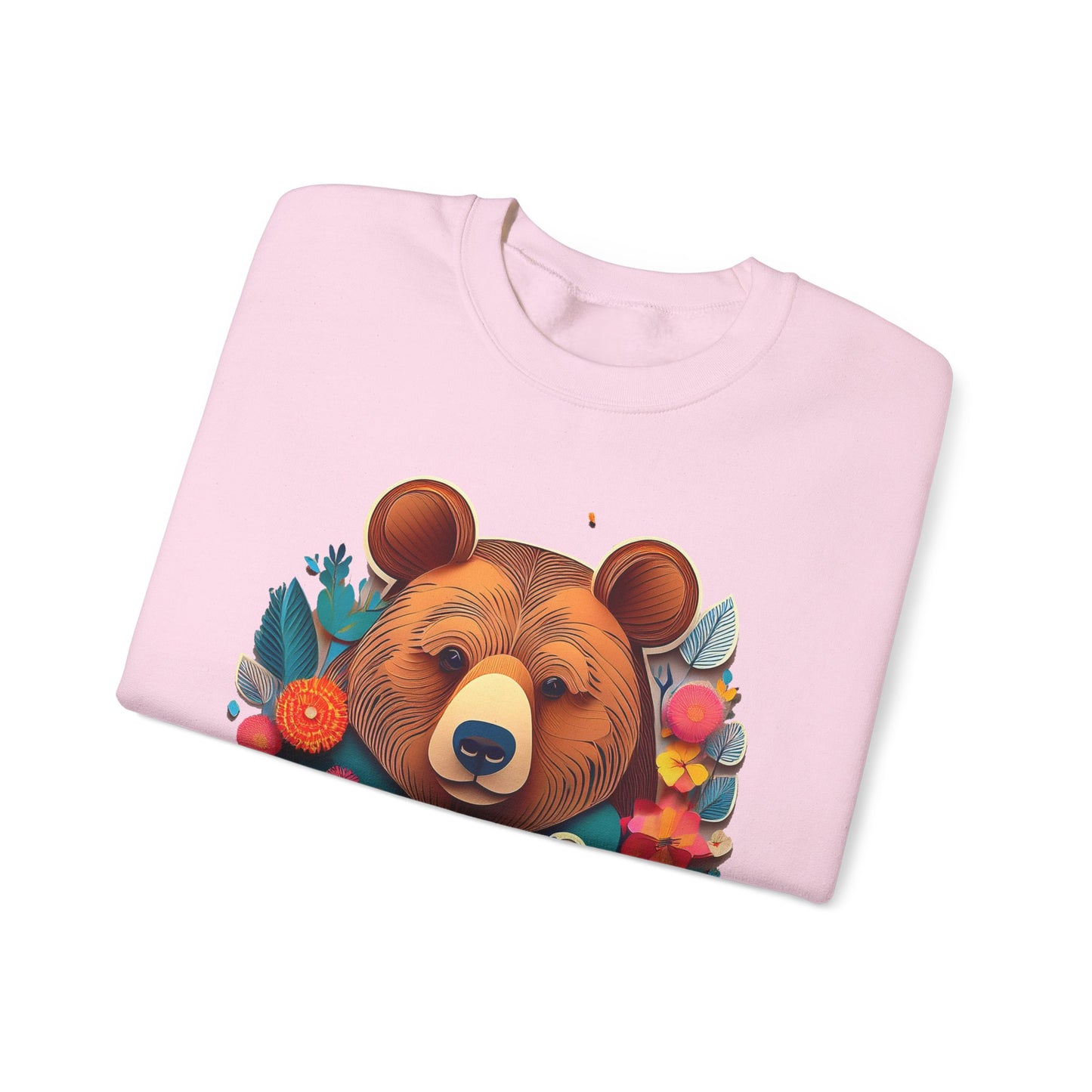 Unisex Floral Bear Sweatshirt, Animals Sweatshirt, Floral Sweatshirt, Art Design Sweatshirt