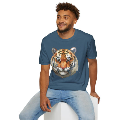 Tiger Print Unisex T Shirt Softstyle 64000 Gildan Ring Spun Cotton Tee