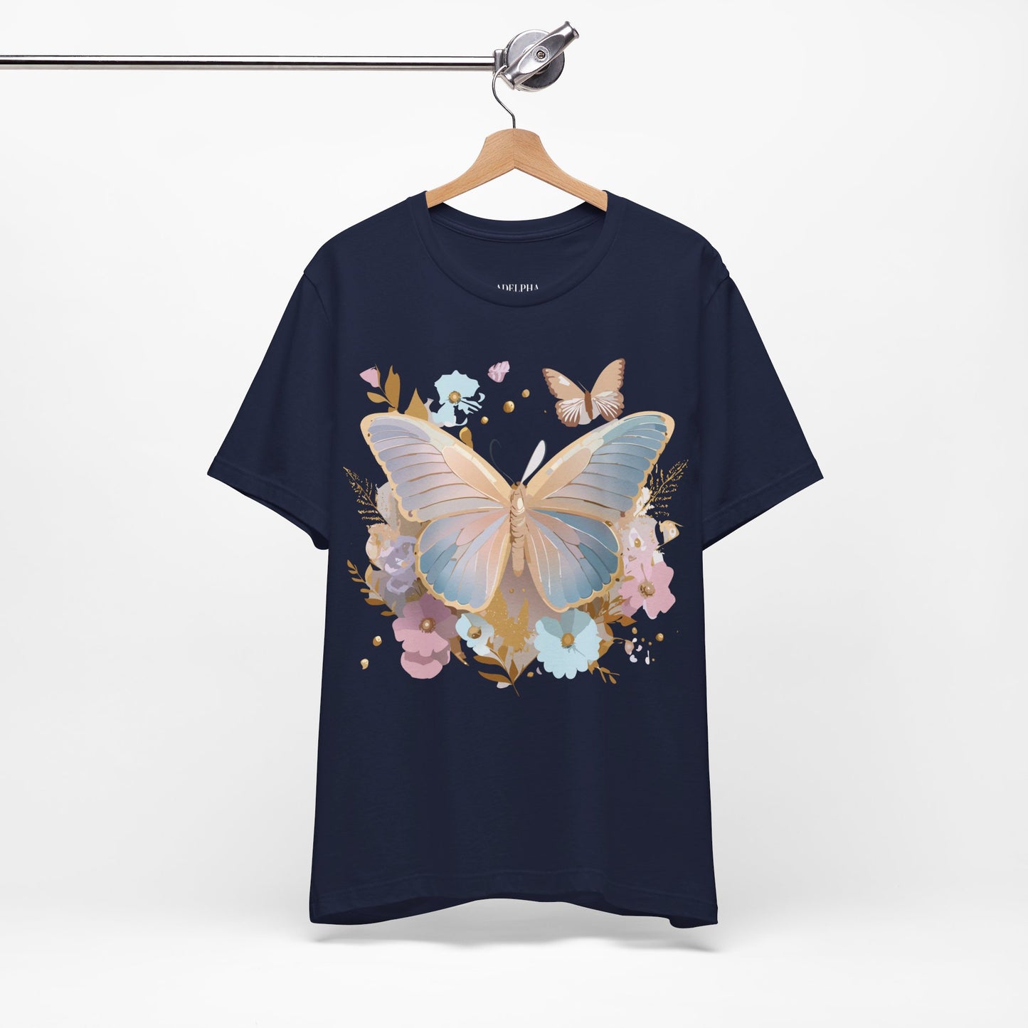 Natural Cotton Tee Shirt with Butterfly