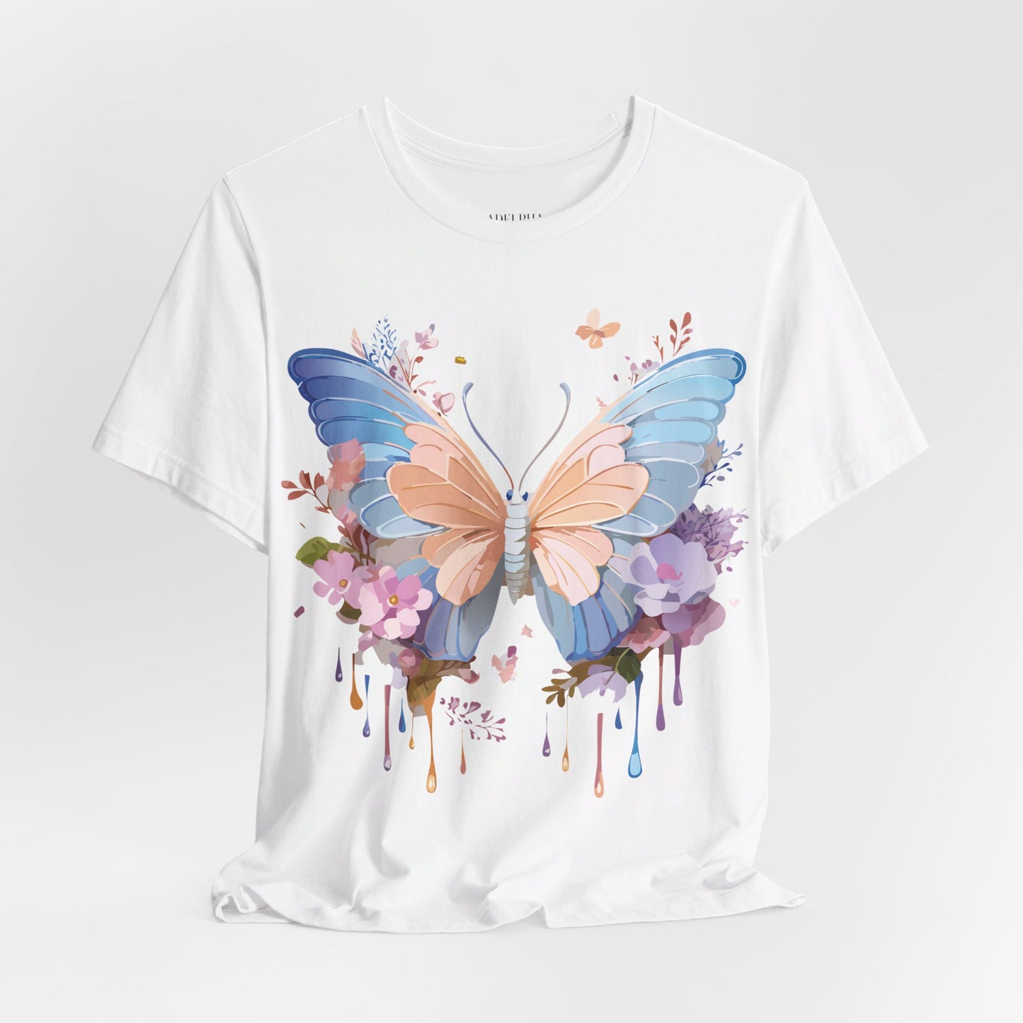 Natural Cotton Tee Shirt with Butterfly