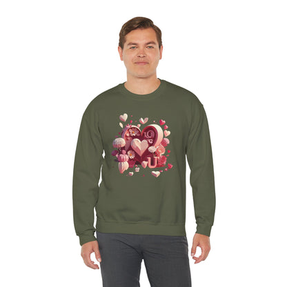Unisex Floral Big Heart Sweatshirt Love Floral Valentine Day Cotton Poly Blend