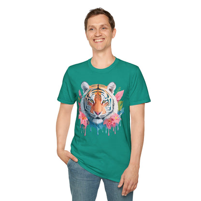 Tiger Print Unisex Softstyle T Shirt Short Sleeve Gildan 64000 Tee
