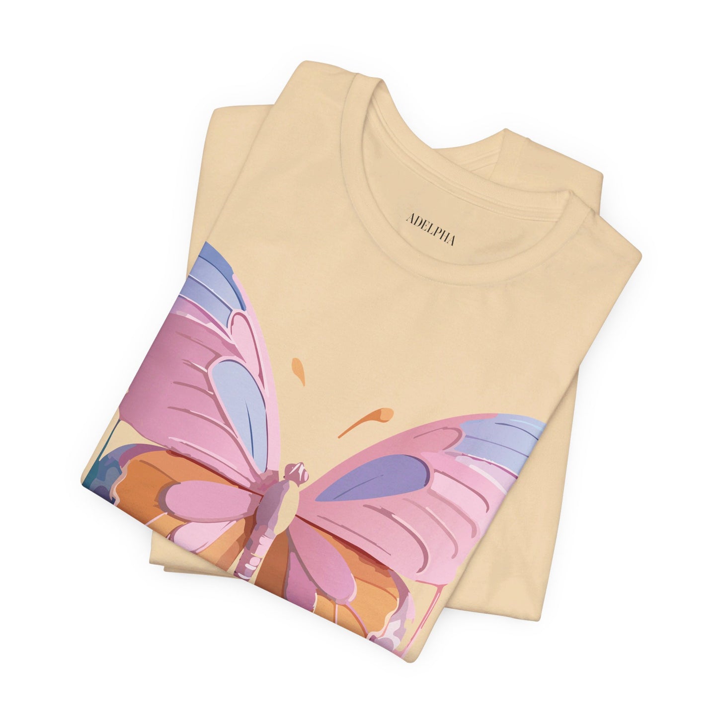 Natural Cotton Tee Shirt with Butterfly