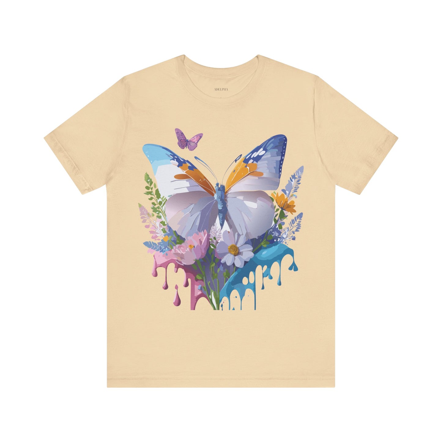 Natural Cotton Tee Shirt with Butterfly