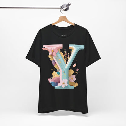 Natural Cotton Tee Shirt - Letters Collection - Y Printify