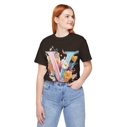 Natural Cotton Tee Shirt - Letters Collection - V Printify