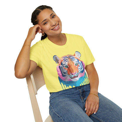 Tiger Print Unisex Softstyle Breathable Cotton Tee 64000 Gildan Shirt