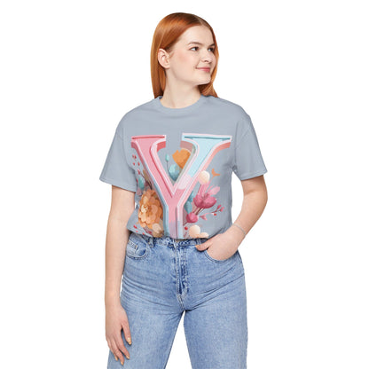 Natural Cotton Tee Shirt - Letters Collection - Y Printify