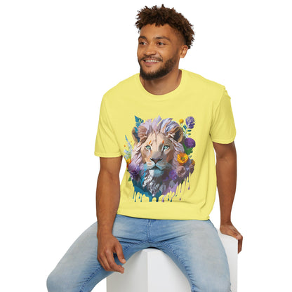 Unisex Lion Shirt Floral Lion Tee Animal Print Tee Gildan 64000