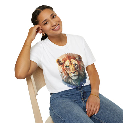 Gildan Softstyle Lion Shirt Unisex Floral Tee Animal Print Tee