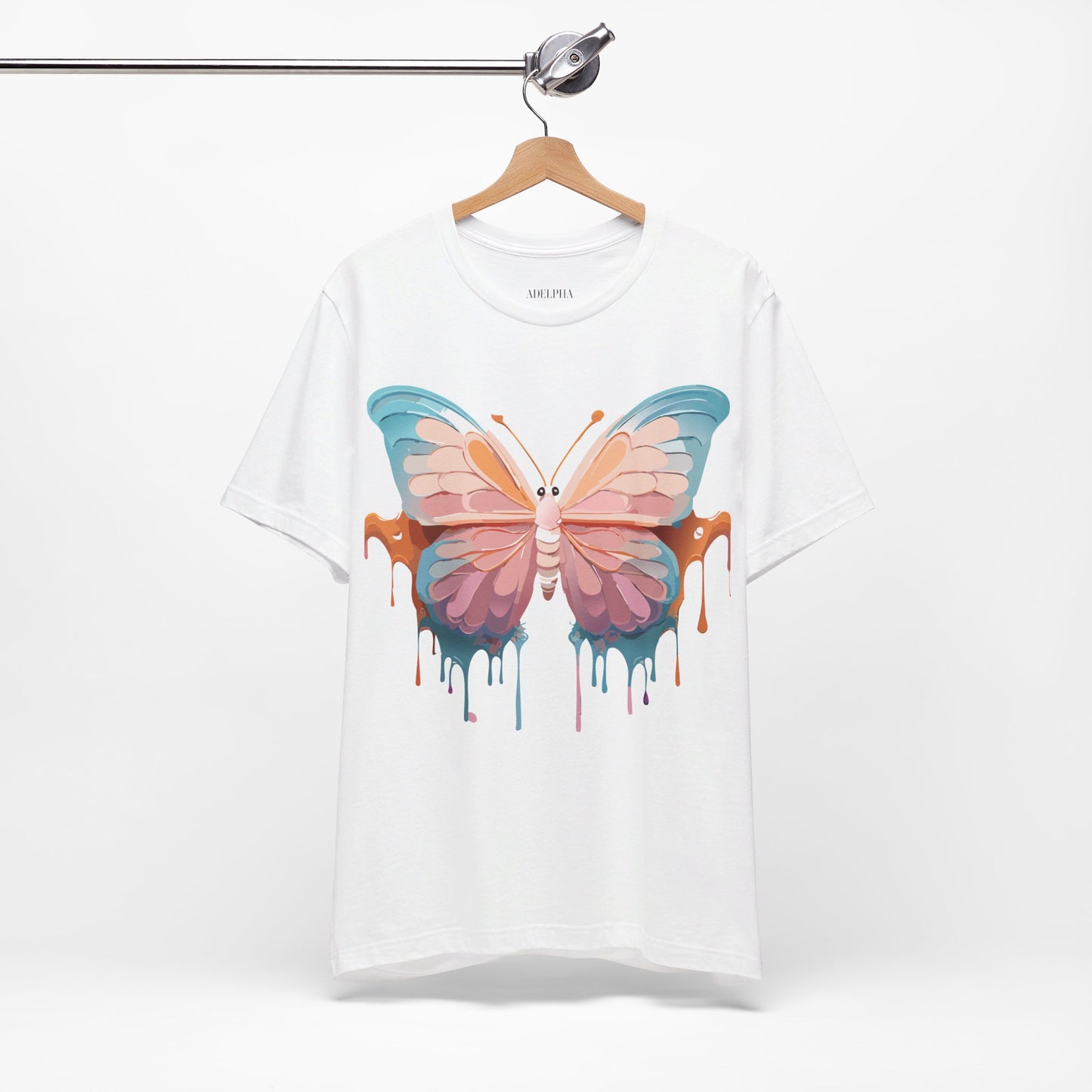 Natural Cotton Tee Shirt with Butterfly