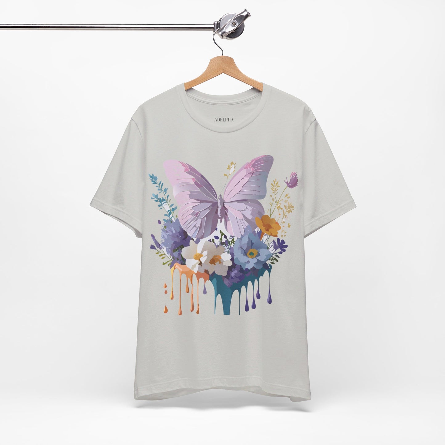 Natural Cotton Tee Shirt with Butterfly