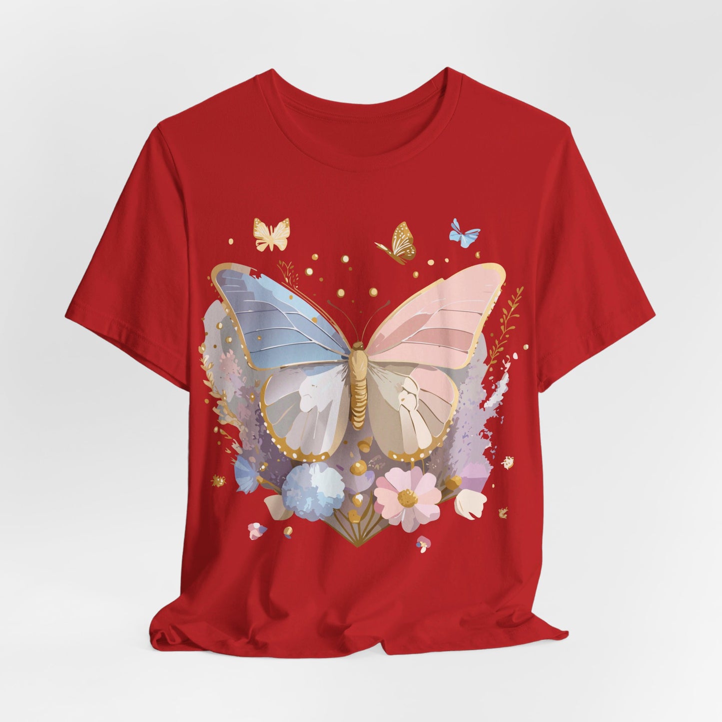 Natural Cotton Tee Shirt with Butterfly