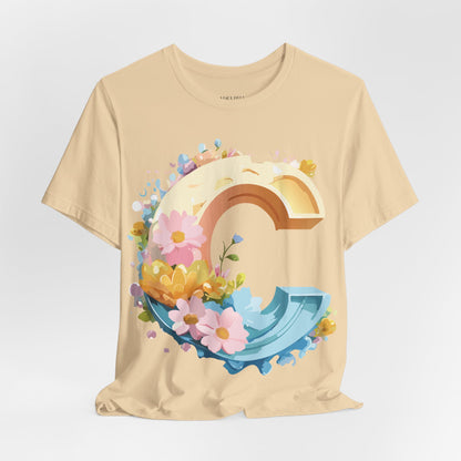 Natural Cotton Tee Shirt - Letters Collection - C Printify