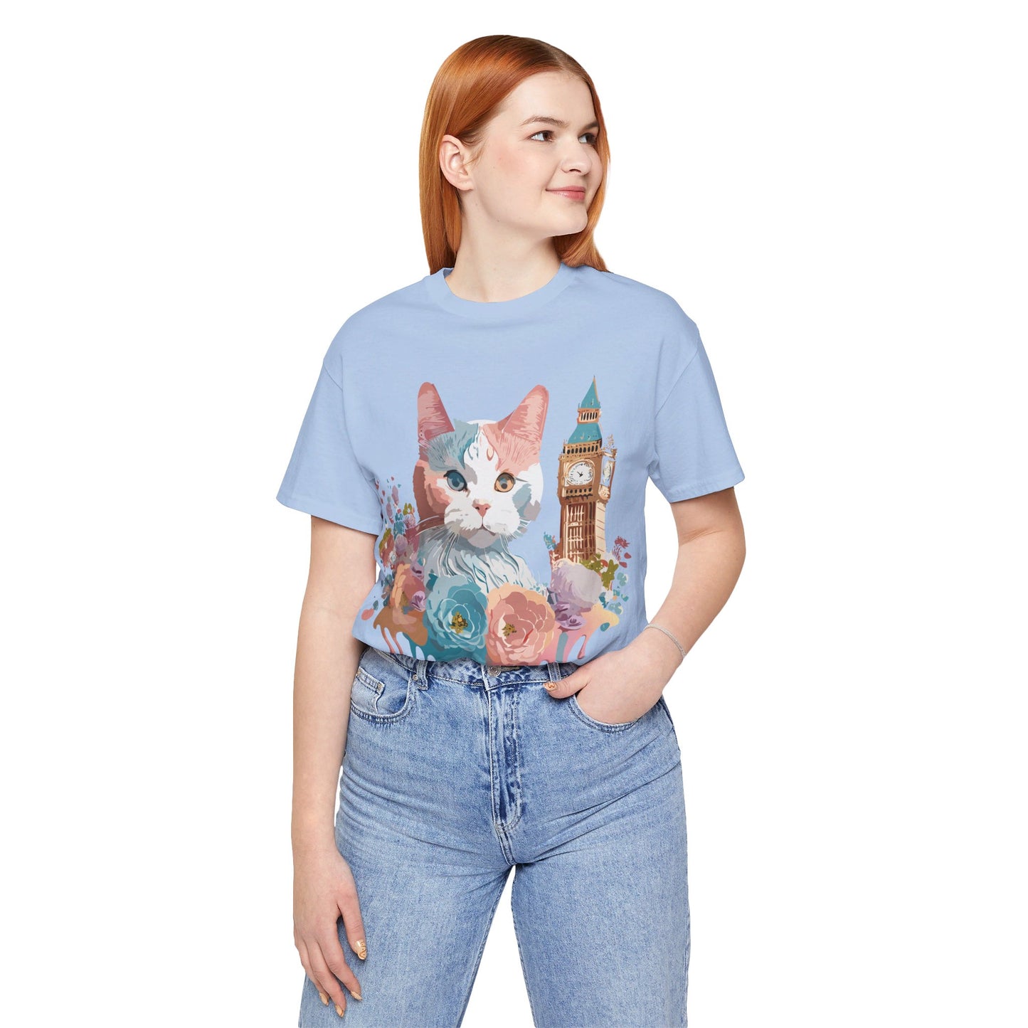 Natural Cotton Tee Shirt with Cat