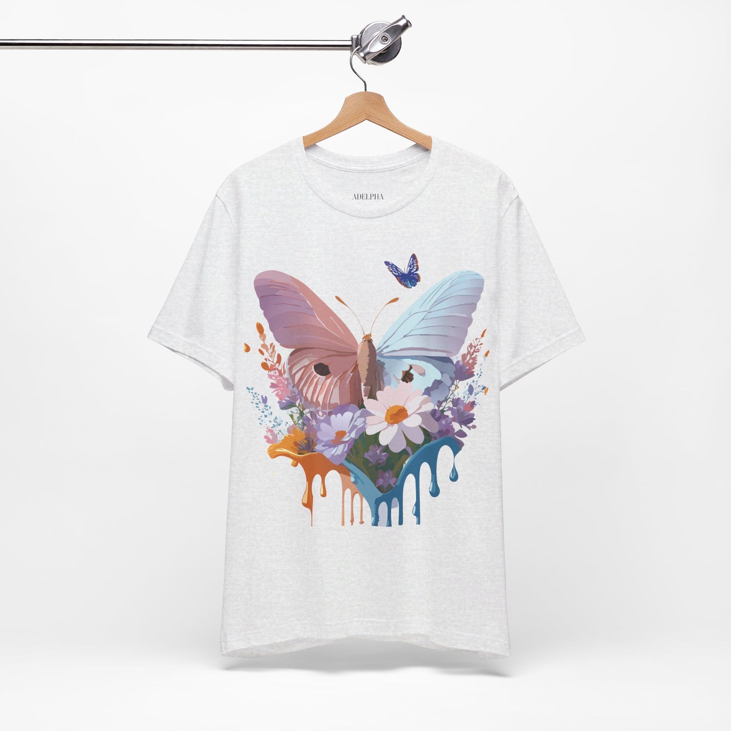 Natural Cotton Tee Shirt with Butterfly