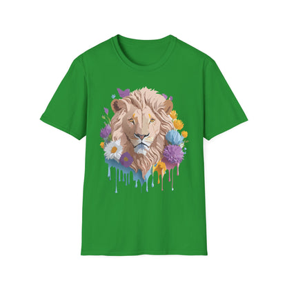 Lion Shirt Unisex Floral Lion Tee Gildan Softstyle 64000 Short Sleeve