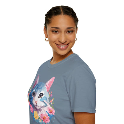 Cat Shirt Unisex Cat Tee Kitten Print Gildan Softstyle 64000