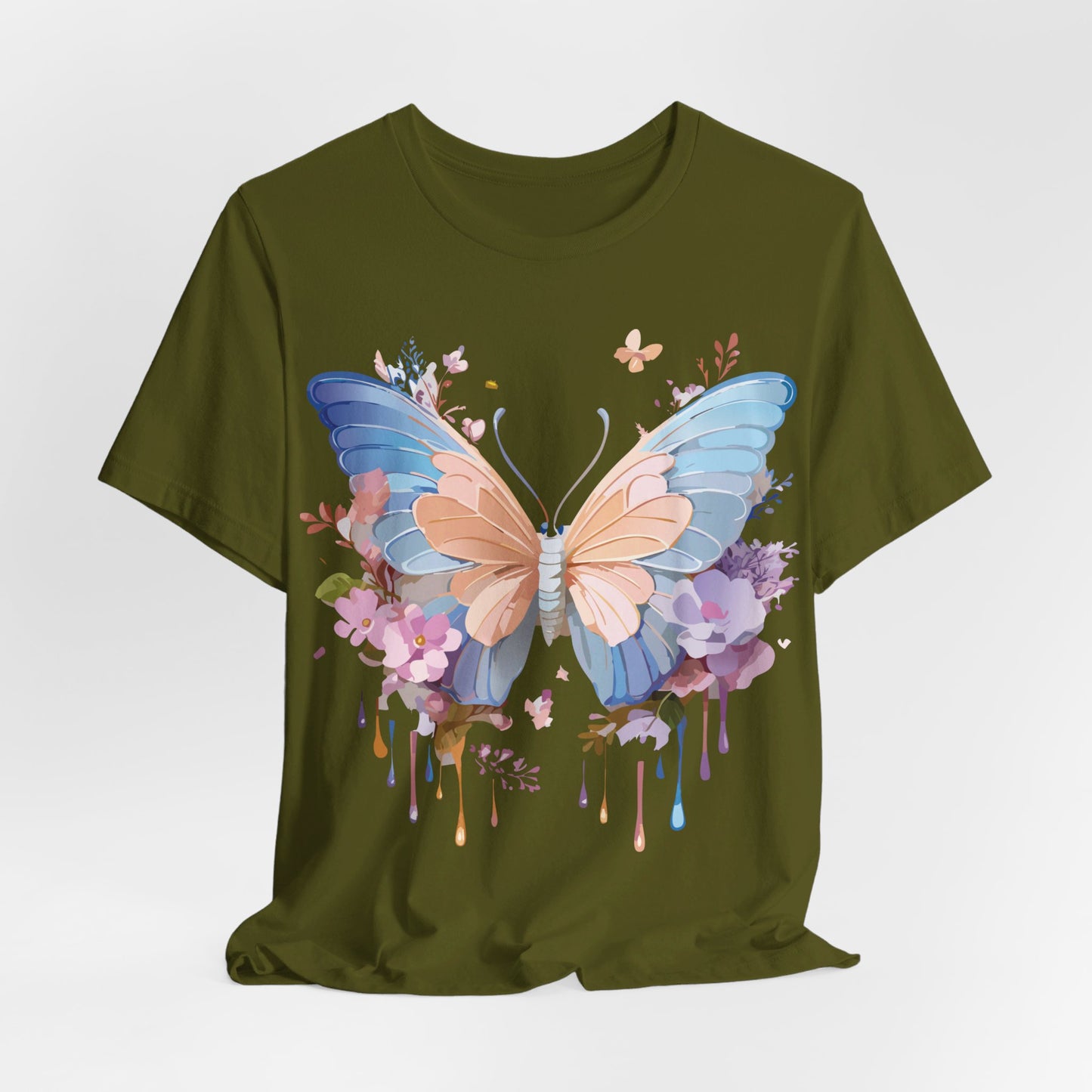 Natural Cotton Tee Shirt with Butterfly