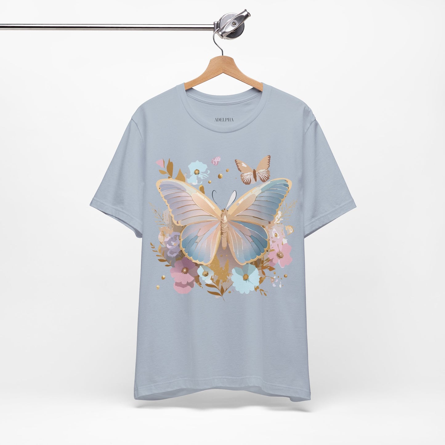 Natural Cotton Tee Shirt with Butterfly