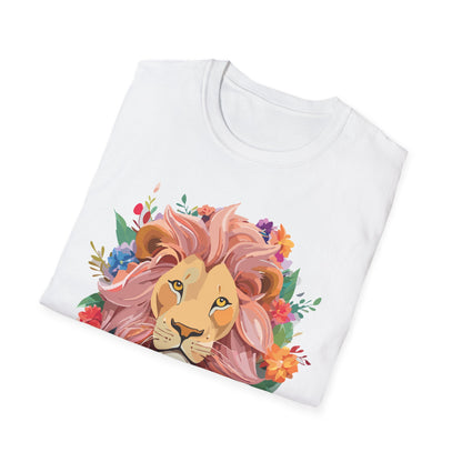 Lion Shirt Unisex Floral Lion Tee Animal Print Softstyle Tee
