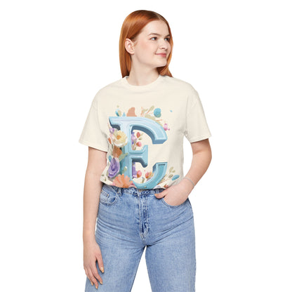 Natural Cotton Tee Shirt - Letters Collection - E Printify