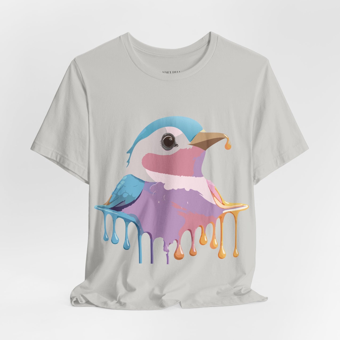 Natural Cotton Tee Shirt with Bird