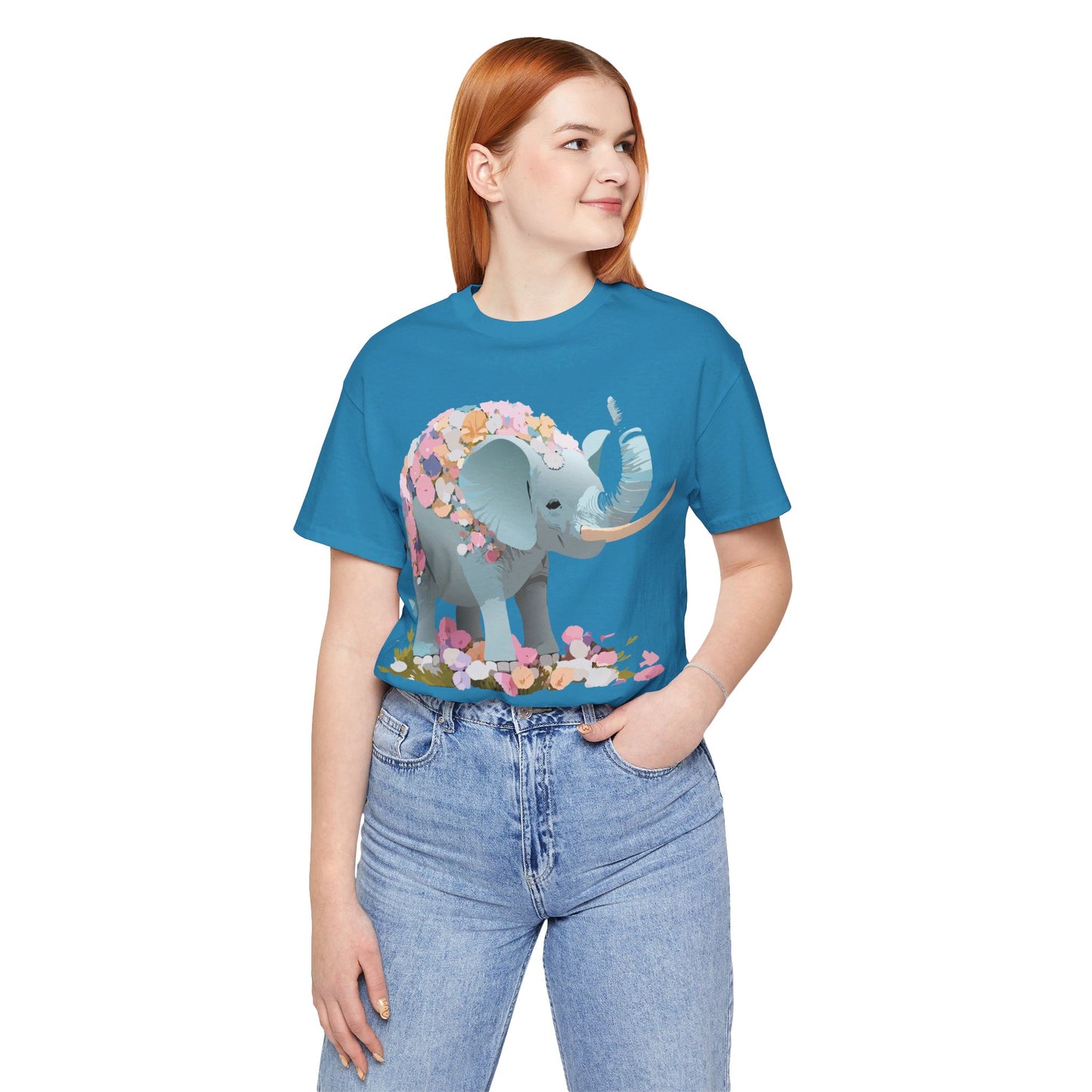 T-shirt en coton naturel avec motif éléphant