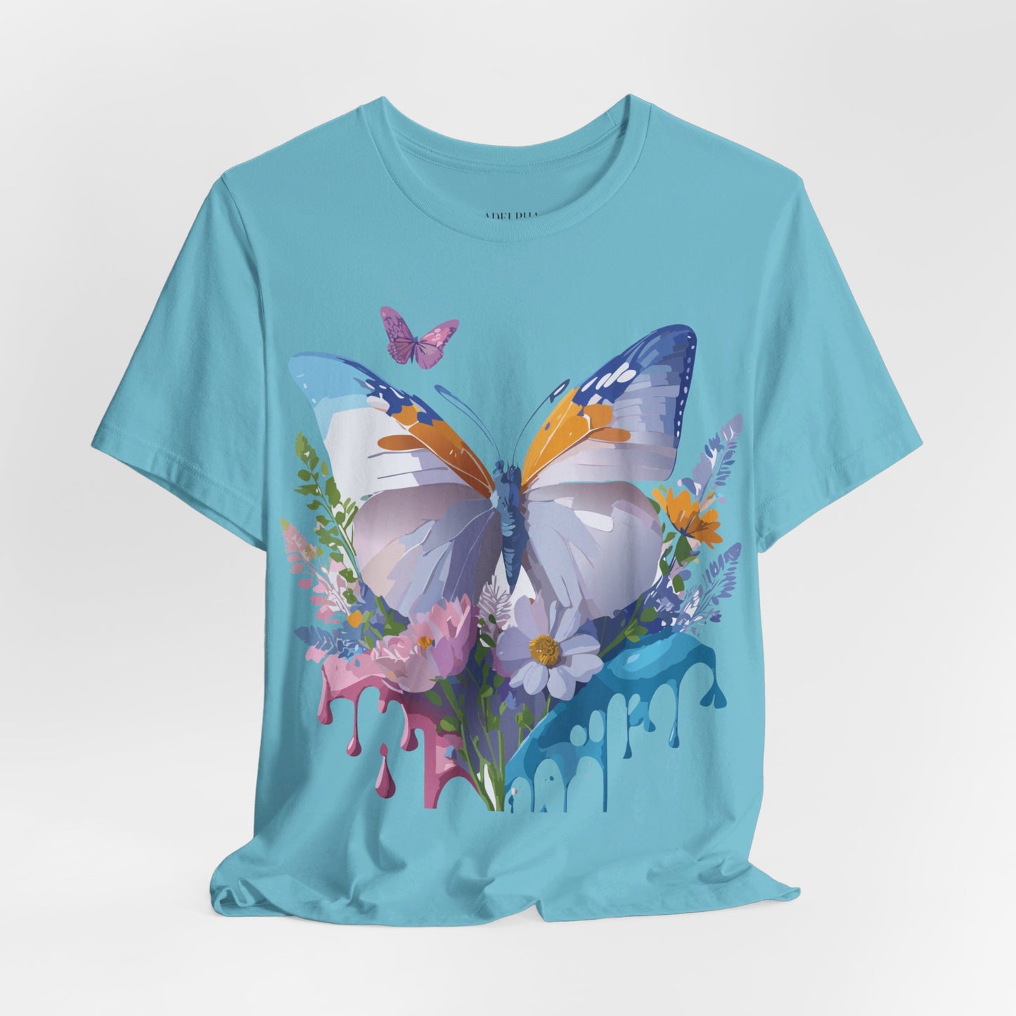 Natural Cotton Tee Shirt with Butterfly