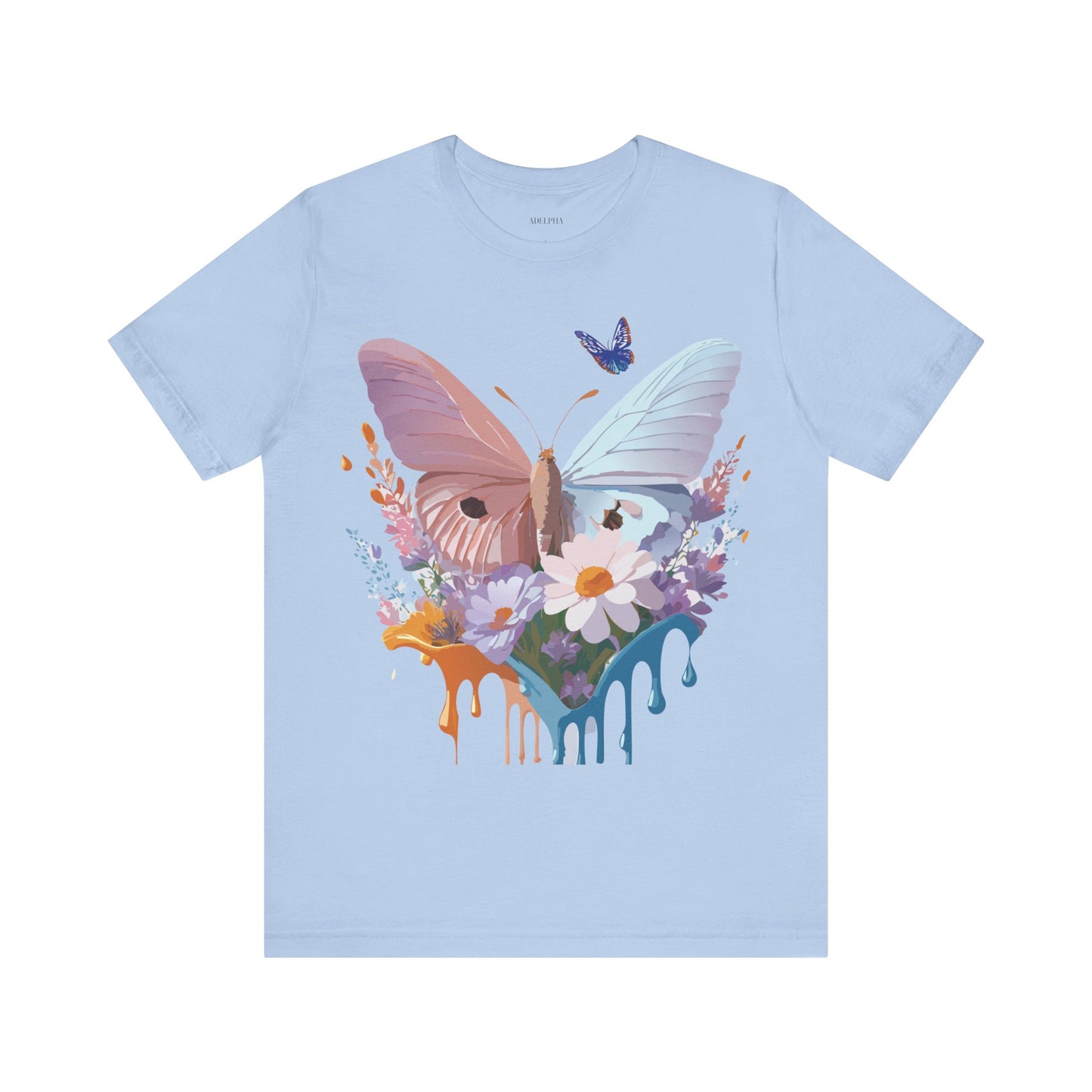 Natural Cotton Tee Shirt with Butterfly