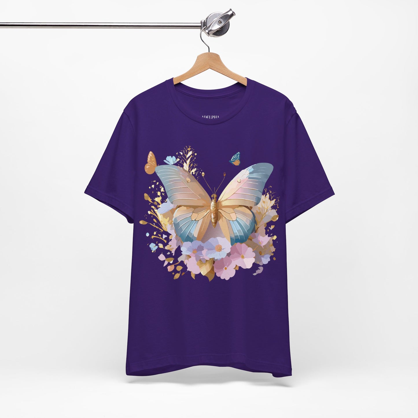 Natural Cotton Tee Shirt with Butterfly