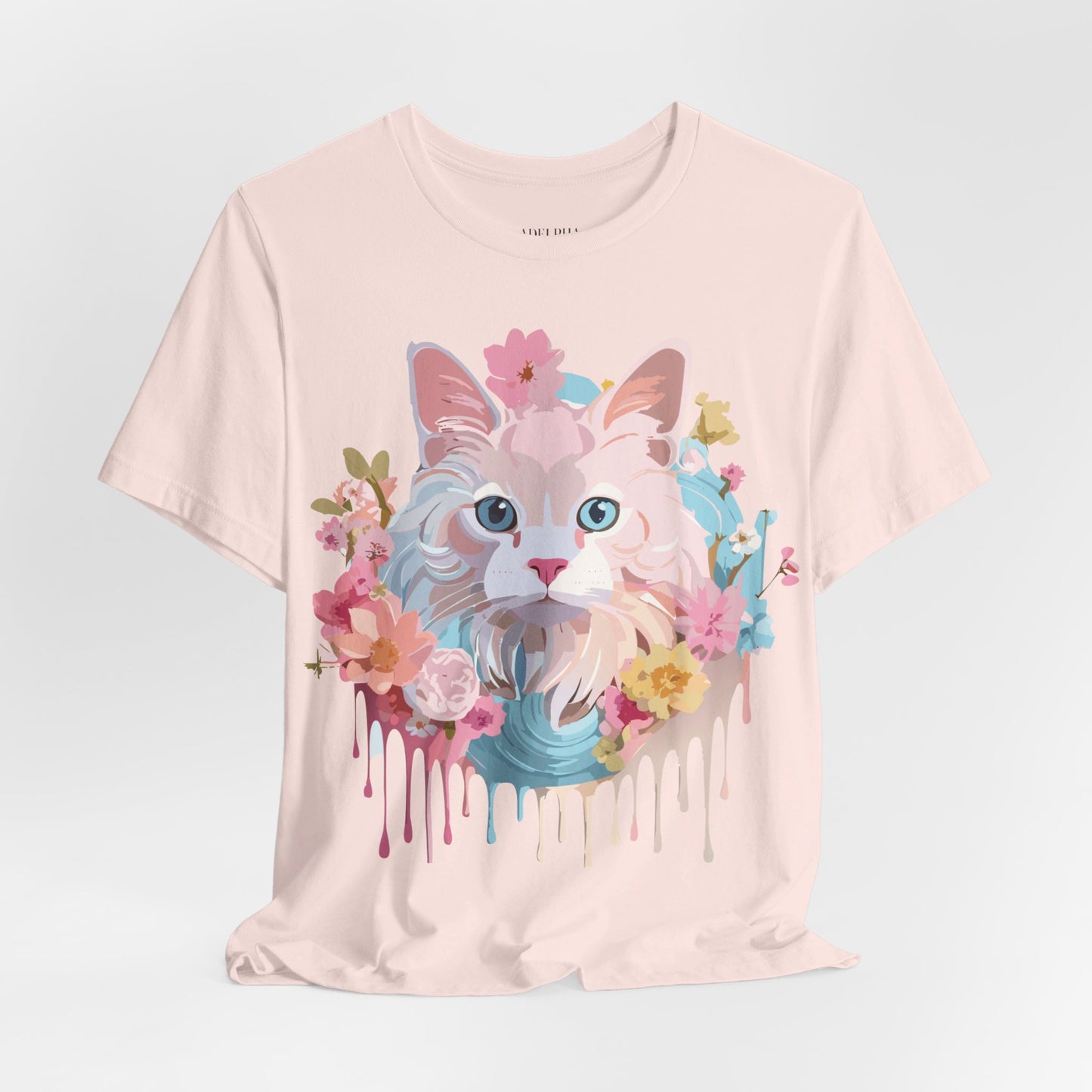 Natural Cotton Tee Shirt with Cat