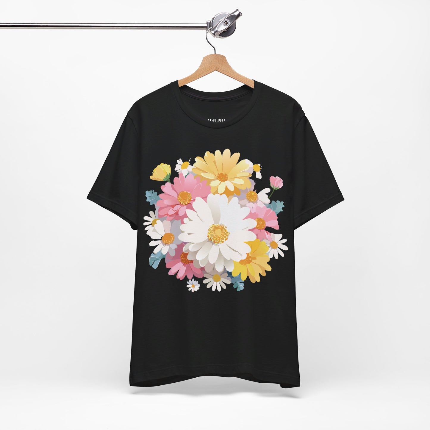 Natural Cotton Tee Shirt with Flowers