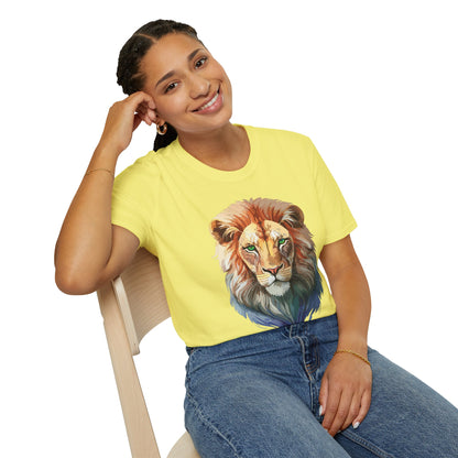 Gildan Softstyle Lion Shirt Unisex Floral Tee Animal Print Tee
